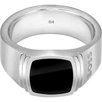 Prsten Hugo Boss Pánský ocelový prsten s onyxem Odell 1580652 62 mm + 2 měsíce na vrácení zboží