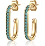 S'Agapõ Pozlacené oválné náušnice s tyrkysovými krystaly Vibes SVB24 + 2 měsíce na vrácení zboží
