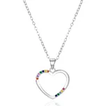 Agato Stříbrný náhrdelník Srdíčko s barevnými zirkony AGT-N042C (řetízek, přívěsek) + 2 měsíce na vrácení zboží