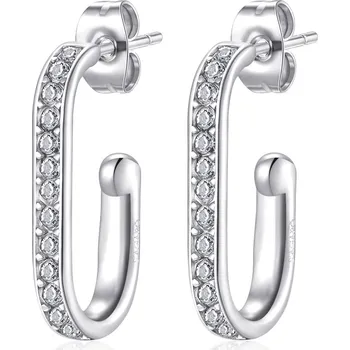 Módní doplněk S`Agapõ Ocelové oválné náušnice s čirými krystaly Vibes SVB22 + 2 měsíce na vrácení zboží