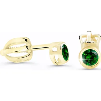 Náušnice Cutie Diamonds Drobné náušnice ze žlutého zlata se smaragdy DZ62231-30-SM-X-1 + 2 měsíce na vrácení zboží