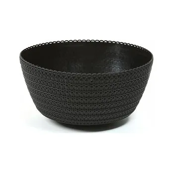 Květináč Plastový květináč Bowl Jersey 240 mm, černý