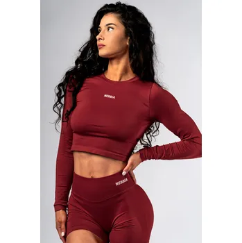NEBBIA Seamless crop top s dlouhým rukávem POWER červený XS