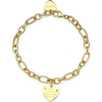 Náramek S'Agapõ Ocelový pozlacený náramek s přívěskem srdce Be My Family SBY018 + 2 měsíce na vrácení zboží