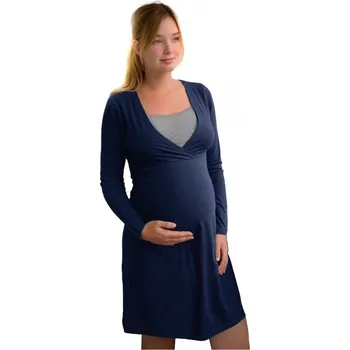 Dámská noční košile Jožánek Kojící noční košile Eva, dlouhý rukáv, různé barvy Barva: tmavě modrá (jeans), Velikost: L/XL