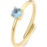 S'Agapõ Pozlacený prsten se světle modrým kubickým zirkonem Dazzly SDZ38 + 2 měsíce na vrácení zboží