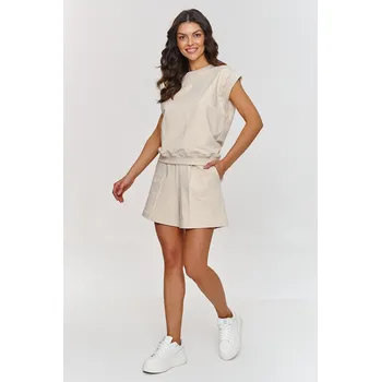 Dámská móda Tepláková souprava s kraťasy a halenkou M866 Barva: Béžová, Velikost: XL