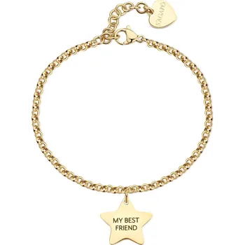 Náramek S'Agapõ Ocelový pozlacený náramek s přívěskem Besties Forever Be My Family SBY033 + 2 měsíce na vrácení zboží