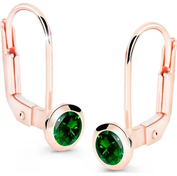 Náušnice Cutie Diamonds Půvabné visací náušnice z růžového zlata se smaragdy DZ8003-55-SM-X-4 + 2 měsíce na vrácení zboží