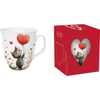 Porcelánový hrnek KOČKA S BALÓNKEM 650 ml v krabičce