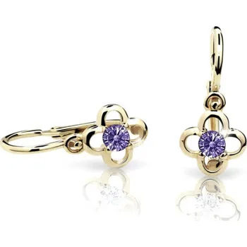 Náušnice Cutie Jewellery Zlaté dětské náušnice C1944-10-X-1 fialová + 2 měsíce na vrácení zboží