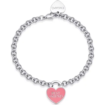 Náramek S'Agapõ Půvabný ocelový náramek se srdíčkem Best Friend Be My Always SBM88 + 2 měsíce na vrácení zboží