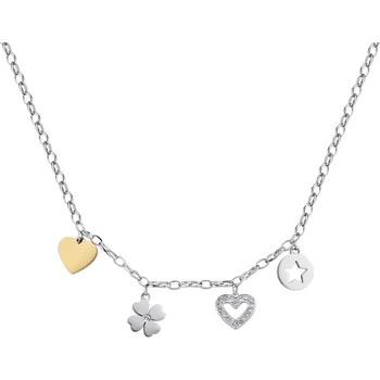 Šperk S'Agapõ Půvabný bicolor náhrdelník s přívěsky Happy SHAR08 + 2 měsíce na vrácení zboží