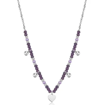 Módní doplněk S'Agapõ Ocelový korálkový náhrdelník s přívěsky Srdce Glint SGI01 + 2 měsíce na vrácení zboží