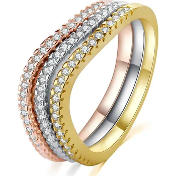 Prsten MOISS Elegantní tricolor sada stříbrných prstenů se zirkony R00020 58 mm + 2 měsíce na vrácení zboží