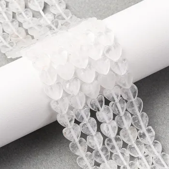 Dětské navlékací korálky Křišťál korálky srdíčka 6~6.5x6~6.5x2 mm - půlšňůra 18-19 cm