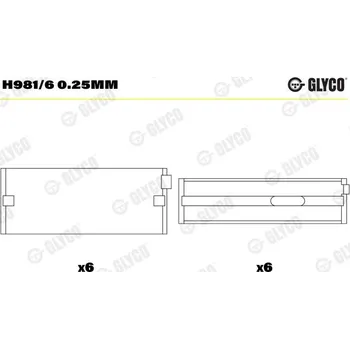 Kliková hřídel Hlavní ložiska klikového hřídele GLYCO H981/6 0.25mm