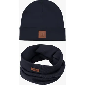 Čepice Doke Dětský set bavlněná čepice a nákrčník organic ed black do 11 let