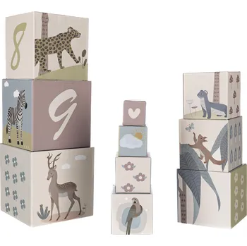 Dřevěná hračka Dětské stohovací kostky kartonové 10ks