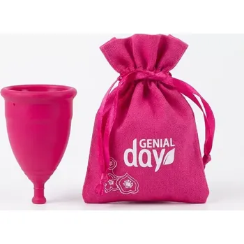 Menstruační kalíšek MENSTRUAČNÍ KALÍŠEK Genial Day z hypoalergenního termoplastického elastomeru lékařské kvality - SMALL | MEDIUM | LARGE (Moderní řešení pro maximální komfort během menstruace. Tento inovativní produkt pojme až třikrát více tekutiny než klasický tampon a mů