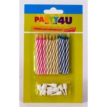 Dortová svíčka NO NAME Svíčka, narozeninová, 10 ks, se stojánkem ,balení 10 ks 13759