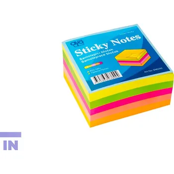 Samolepící bločky Auro v kostce 75x75 mm, 400 lístků, neon mix