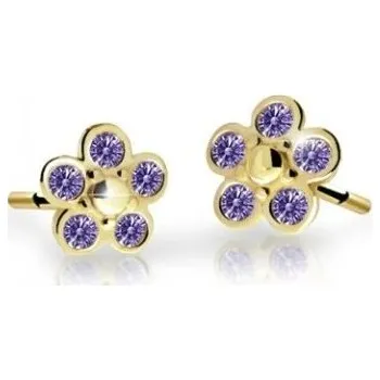Náušnice Cutie Jewellery Dětské kytičkové náušnice ze žlutého zlata C2744-30-X-1 fialová + 2 měsíce na vrácení zboží