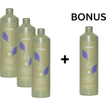 Šampon AKCE: 3+1 Echosline No Yellow Shampoo - šampon proti nežádoucím žlutým odleskům, pro odbarvené i šedivé vlasy, 1000 ml