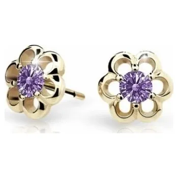Náušnice Cutie Jewellery Zlaté dětské náušnice C1947-30-X-1 fialová + 2 měsíce na vrácení zboží