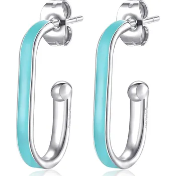 Módní doplněk S`Agapõ Ocelové oválné náušnice s tyrkysovým smaltem Vibes SVB26 + 2 měsíce na vrácení zboží