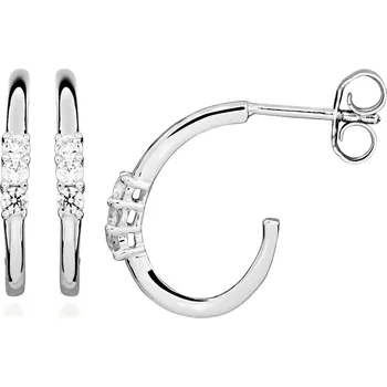 Náušnice Silver Cat Stříbrné kruhové náušnice s kubickými zirkony Beauty SC638 + 2 měsíce na vrácení zboží