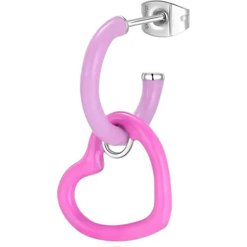 Módní doplněk S'Agapõ Ocelová single náušnice 2v1 Srdíčko Vibes SVB48 + 2 měsíce na vrácení zboží