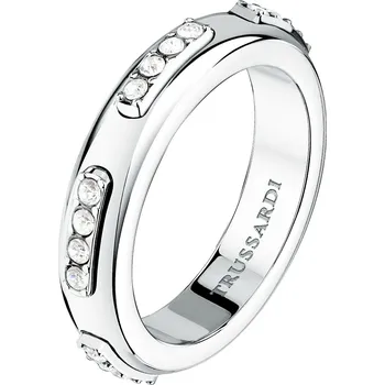 Módní doplněk Trussardi Blyštivý ocelový prsten s krystaly Concept TJAYY13012 58 mm + 2 měsíce na vrácení zboží