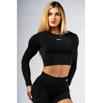 NEBBIA Seamless crop top s dlouhým rukávem POWER černý L