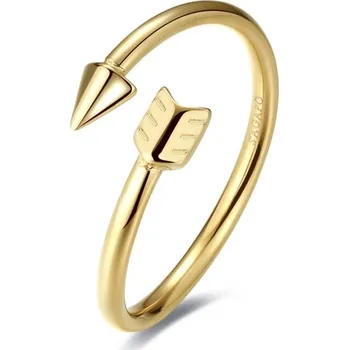 Módní doplněk S'Agapõ Hravý otevřený pozlacený prsten z oceli Click SCK143 + 2 měsíce na vrácení zboží