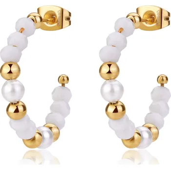 Módní doplněk S'Agapõ Pozlacené kruhové náušnice s korálky Glint SGI25 + 2 měsíce na vrácení zboží