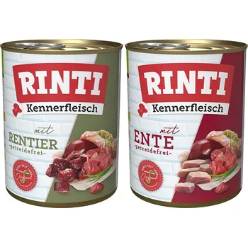 Krmivo pro psa Rinti Kennerfleisch kombinované balení s kachnou a sobem, 24 × 800 g