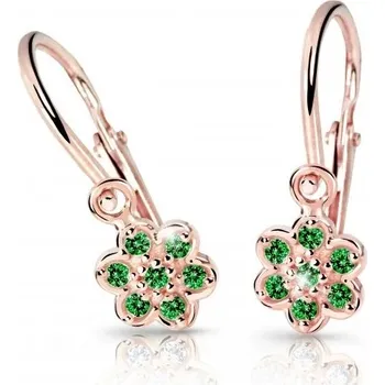 Náušnice Cutie Jewellery Dětské náušnice z růžového zlata C2746-10-X-4 zelená + 2 měsíce na vrácení zboží