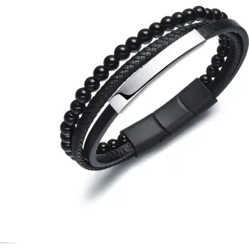 Náramek Diverse Moderní trojitý kožený náramek s korálky B1G00203 + 2 měsíce na vrácení zboží