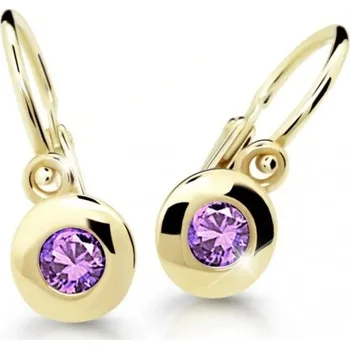 Náušnice Cutie Jewellery Dětské náušnice ze žlutého zlata C2589-10-X-1 fialová + 2 měsíce na vrácení zboží