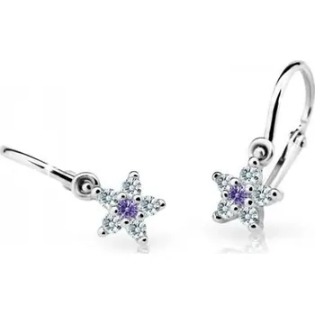 Náušnice Cutie Jewellery Třpytivé dětské náušnice z bílého zlata C2118-10-X-2 fialová + 2 měsíce na vrácení zboží