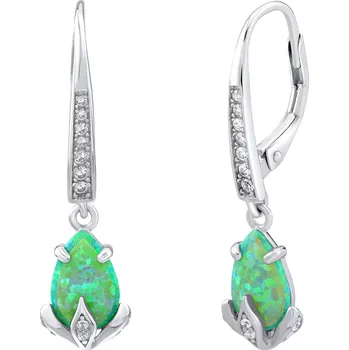 Šperk Silvego Stříbrné náušnice se zeleným syntetickým opálem JJJE1267G + 2 měsíce na vrácení zboží
