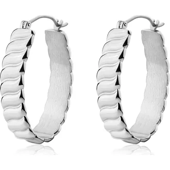 Módní doplněk S'Agapõ Slušivé ocelové oválné náušnice Chunky SHK57 + 2 měsíce na vrácení zboží