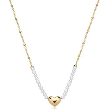 Šperk S'Agapõ Romantický pozlacený náhrdelník s perlami Stellar SSE34 + 2 měsíce na vrácení zboží
