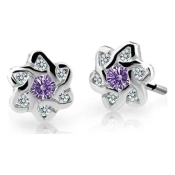 Náušnice Cutie Jewellery Dětské náušnice z bílého zlata C2149-30-X-2 fialová + 2 měsíce na vrácení zboží