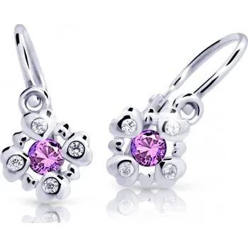 Náušnice Cutie Jewellery Třpytivé dětské náušnice z bílého zlata C2253-10-X-2 fialová + 2 měsíce na vrácení zboží