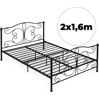 Postel Kovová postel 160x200 cm s rámem černý rám krystaly ModernHome