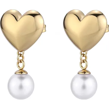 Náušnice S'Agapõ Pozlacené srdcové náušnice s perličkami Stellar SSE48 + 2 měsíce na vrácení zboží
