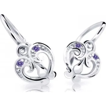 Náušnice Cutie Jewellery Slušivé dětské náušnice z bílého zlata C2211-10-X-2 fialová + 2 měsíce na vrácení zboží