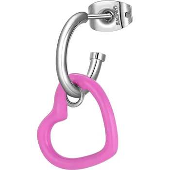 Módní doplněk S'Agapõ Single ocelová náušnice s fuchsiovým srdíčkem 2v1 Vibes SVB37 + 2 měsíce na vrácení zboží